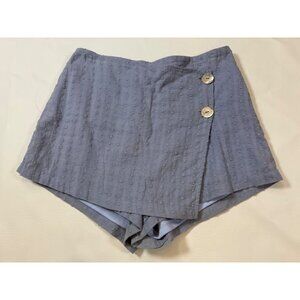 Cotton Candy LA Small Blue Textured Button-Wrap Mini Skort (bin Z184)